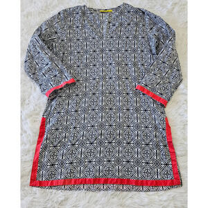 Roberta Roller Rabbit Sz XS Beachy‎ Boho Patterned 100% Cotton Popover Tunic Top